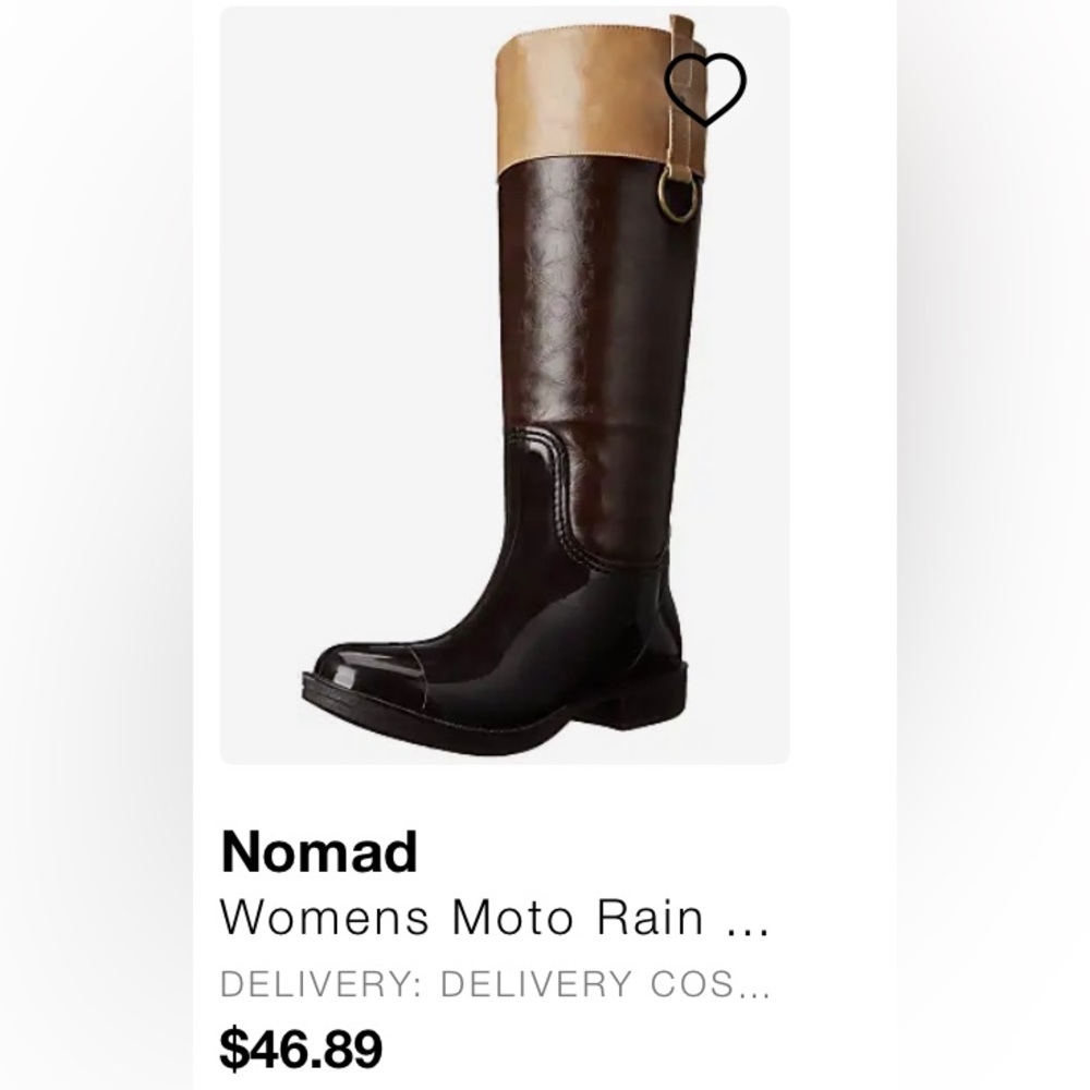 NWT brown black tan rubber rain boot hunter Wellington long moto 7.5/8. (38)